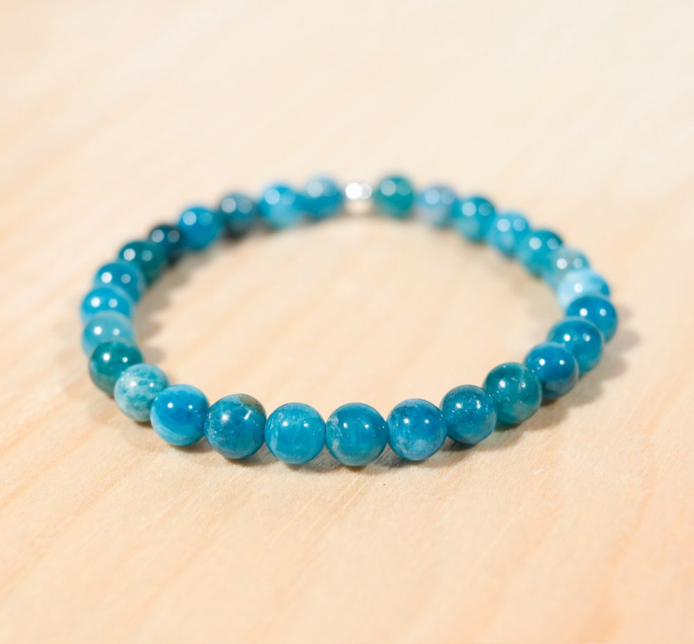 Bracelet en apatite bleue, 6 mm