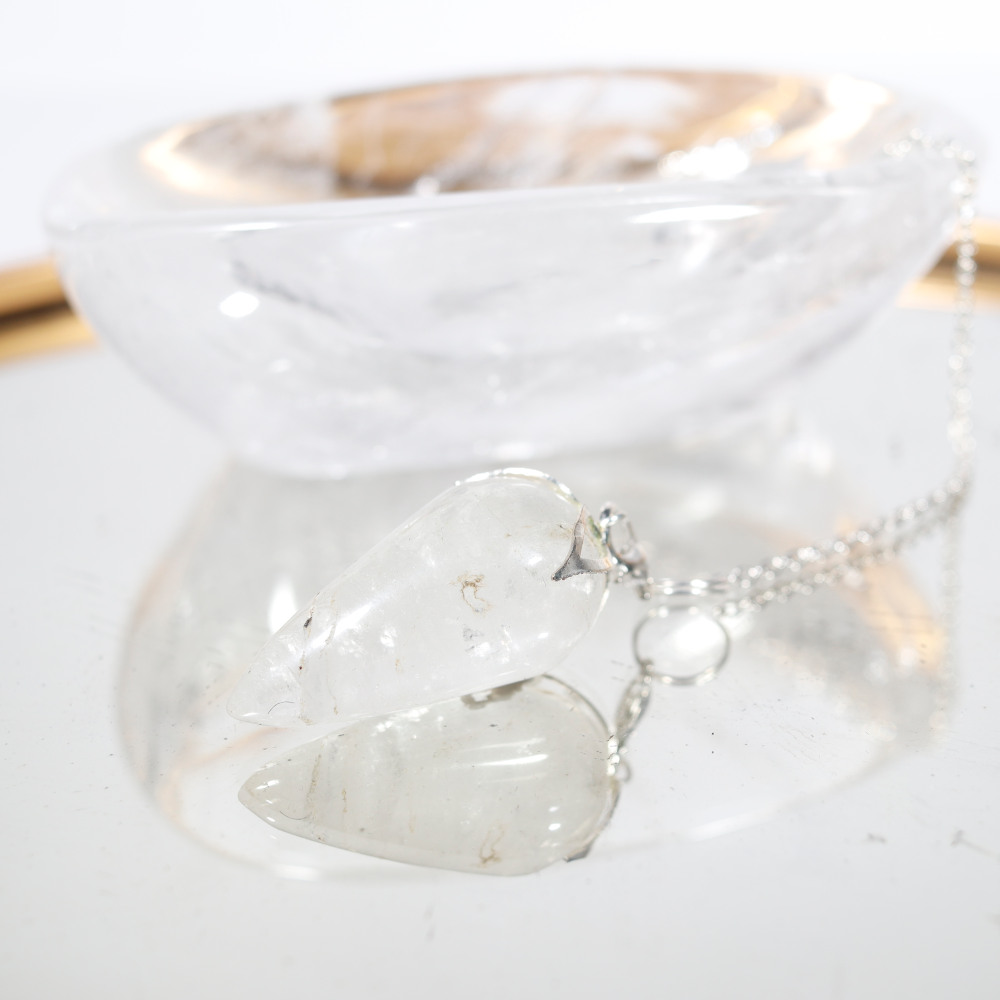 Pendule cristal de roche lotus