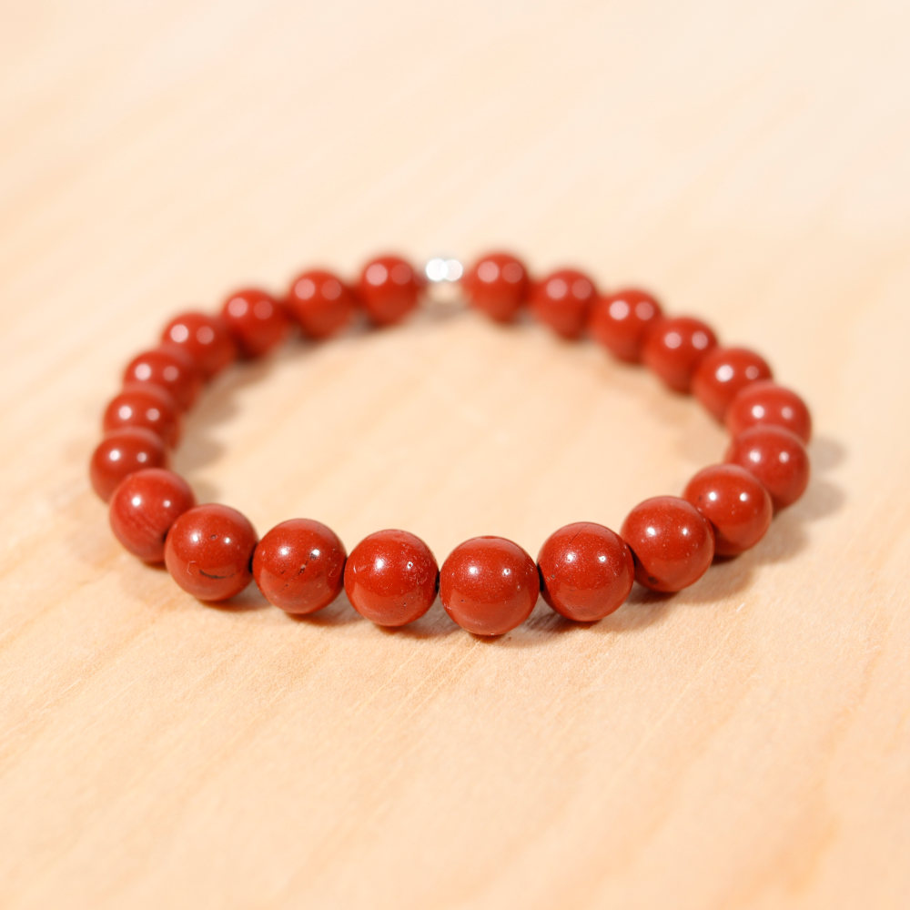 Bracelet en jaspe rouge, de 6 mm