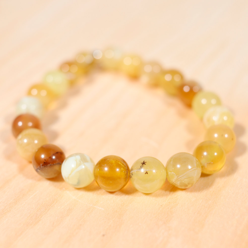 Bracelet en opale jaune, perle en 8 mm
