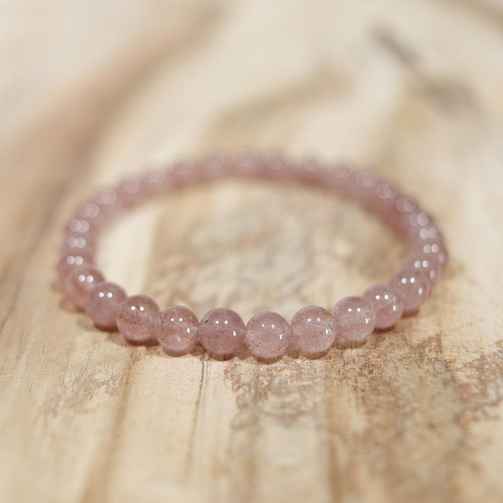 Bracelet en quartz fraise, 6 mm