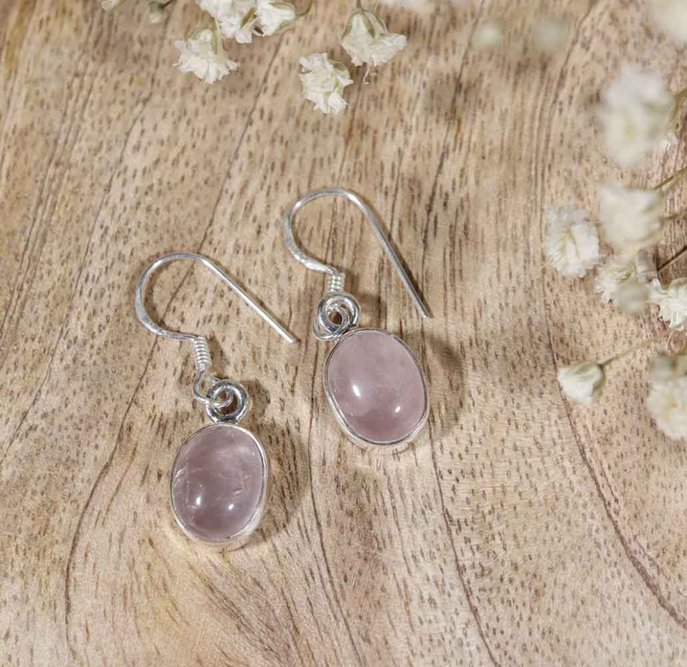 Boucles d'oreilles en quartz rose
