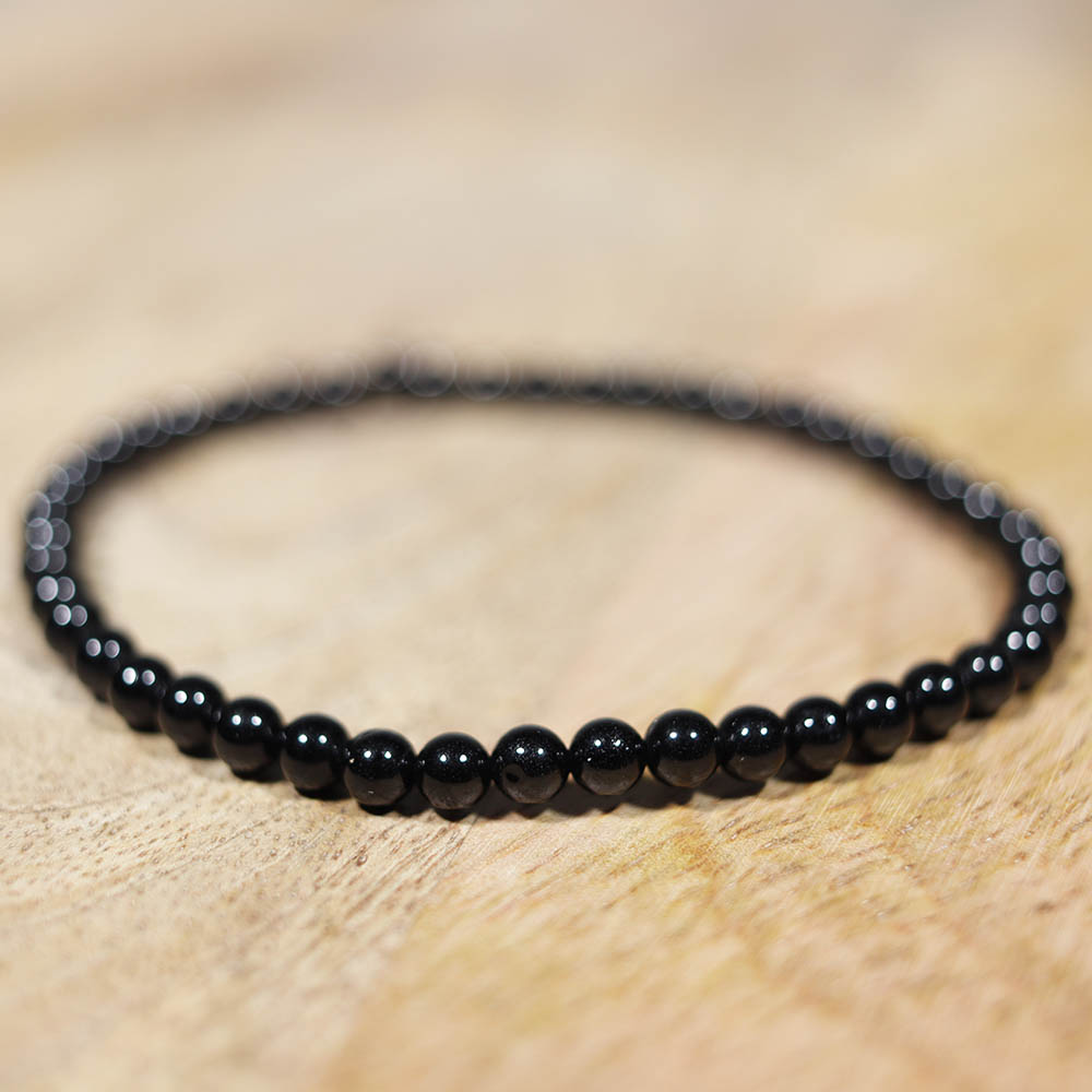 Bracelet en spinelle noir, 4 mm