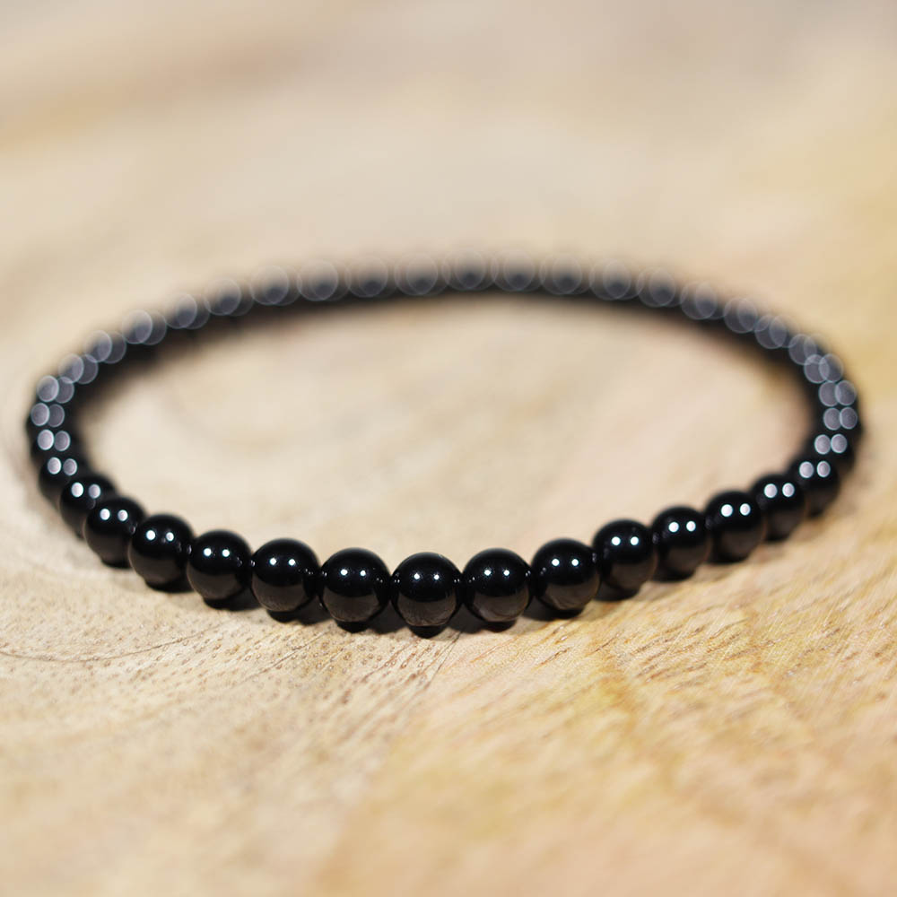Bracelet en spinelle noir, 5 mm